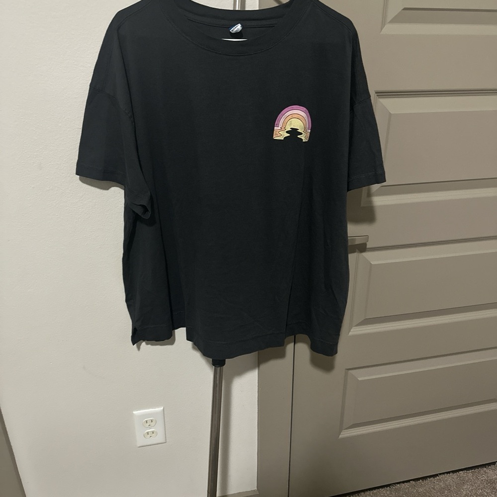 Black T-Shirt with Rainbow Design